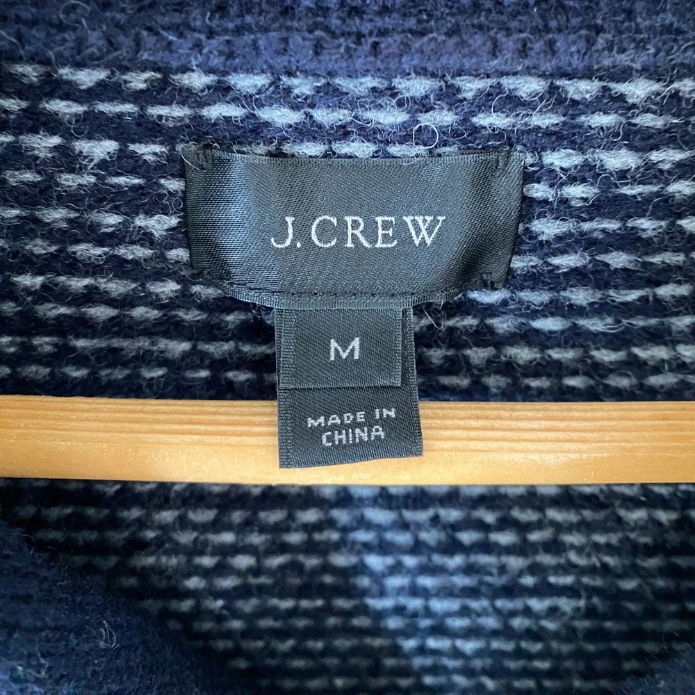 J. Crew Men's Shawl Collar Sweater Size M‎ Navy 100% Lambs Wool